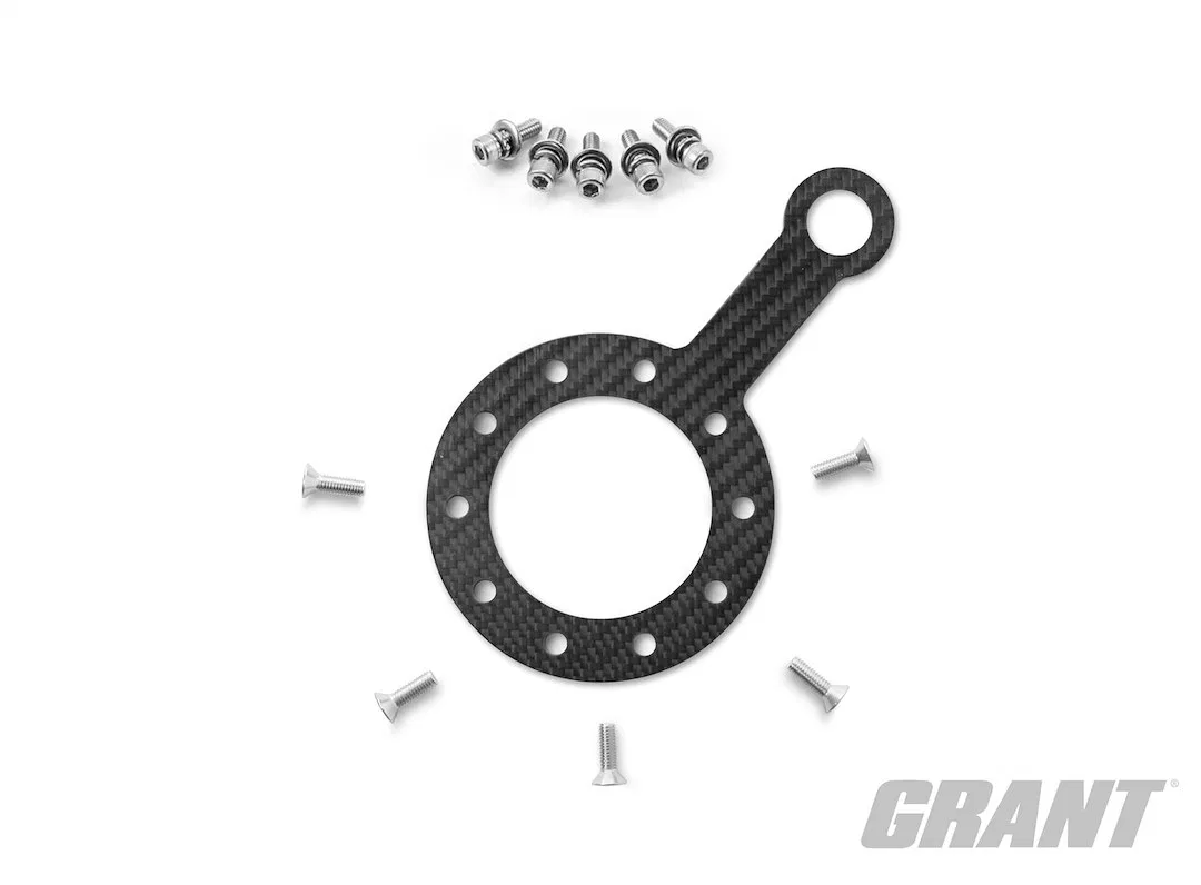 261 – GRANT Steering Wheel Switch Trim, 1-Hole Switch Plate Gloss Black Carbon Fiber Single With Mounting Hardware